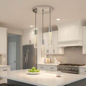 Seenming House 3-Light LED Pendant Chandelier Chrome Bubble Glass SHX106XD3CR